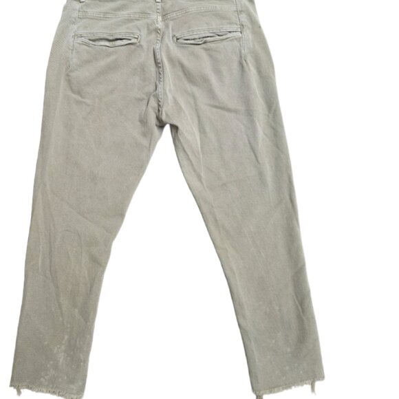 STYLISH ZARA 31x25 CROPPED KHAKI GREEN DENIM JEANS. RAW STRAIGHT LEG UNISEX - Picture 3 of 10